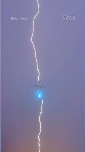 Video shows aircraft being struck by lightning