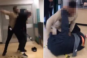 Fight erupts in hospital as patient yells 'you're supposed to look after us'