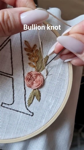 Bullion knot quick tutorial✨️ Alphabet embroidery pattern❤️ #embroidery #tutorial #diy #handmade