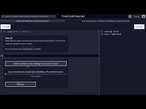 FreeCodeCamp - JavaScript Data Structures and Algorithms - Step 14 of 118 - Pyramid Generator