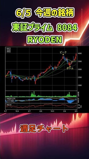 【週足】6月5日 今週の新高値ブレイク達成銘柄 RYODEN 東証プライム 8084 個別株 上昇銘柄チャート