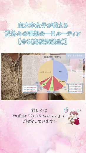 夏休みの理想の一日の過ごし方＆勉強時間【中3（高校受験生)】 あくまで目安なので、自分のスケジュールや習熟度によってアレンジしてみてくださいね😉 #夏休み #勉強垢 #勉強法 #みおりんカフェ #ルーティン #中学生 #高校受験 #受験生