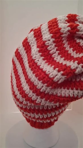 Beanie Slouchy Cap Orange and Beige Striped Hat - Etsy