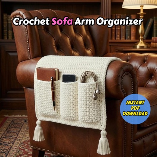 Crochet Sofa Arm Organizer Pattern PDF – Reversible Couch Armrest Organizer With 6 Pockets, Home Storage Crochet, Beginner Friendly - Etsy UK