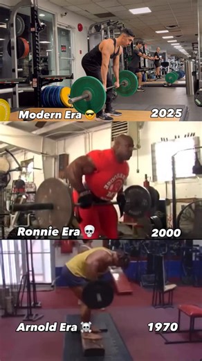 AmirAli Nematnejad on Instagram: "Modern Era vs Old Era ☠️ Barbell Row ✅ A highly technical compound movement that strengthens the entire posterior chain, enhances scapular retraction, and improves spinal stability. Mastering controlled pulling mechanics is key for optimal back development and injury prevention."