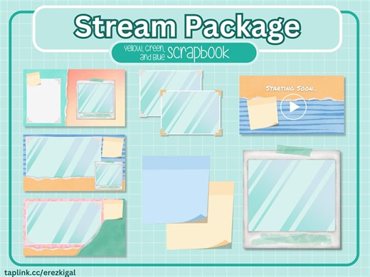Scrapbook Stream Overlays for Twitch & Youtube | Cozy Cottagecore Bundle | Yellow, Green, Blue Theme - Etsy Canada