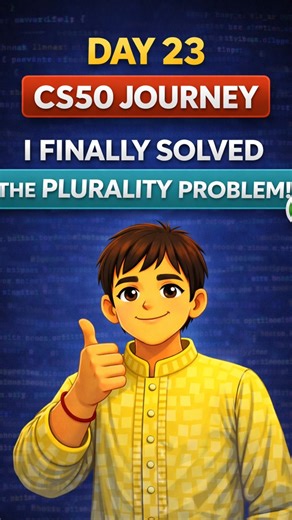 Day 23 - CS50 Plurality: Debugged & Done #shorts #youtubeshorts