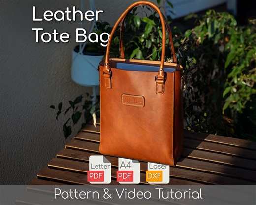Leather Tote Bag Pattern, Shoulder Bag Pattern - Leathercraft PDF Download Pattern With Video Tutorial - Etsy