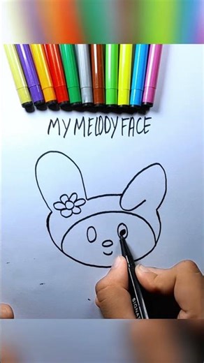 My Melody Face Drawing 🐰💗 Cute Sanrio Art Easy