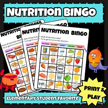 Nutrition Bingo Game for Kids | Food Groups & Healthy Eating Activity