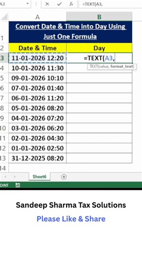 Convert Date & Time into Days #shortsvideos #shortsviral #viralvideoシ #funnyreels #trendingvideo #short #exceltricks #msexcelformulas #shortsfeed #shortfeed | Sandeep Sharma