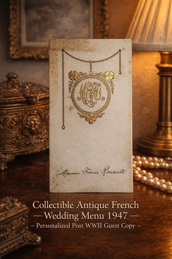 Collectible Antique French Wedding Menu 1947 – Personalized Guest Copy – Post WWII France – Gold Embossed Cover - Etsy UK