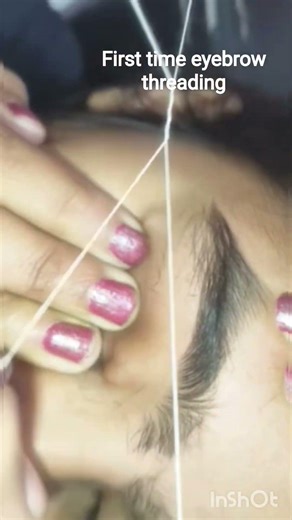 first time eyebrow threading experience😢#eyebrows #ytshort #threadingtutorial #viralvideo #first