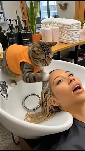 Why Is a Cat 😸Washing My Hair?