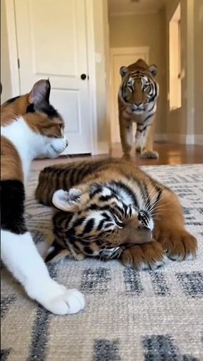 Baby Tiger & Tiger Mom 🐯 Scared of the 🐈🐈Cat Boss | Funny Animal Video 😂😂 #part3 #funnyanimals