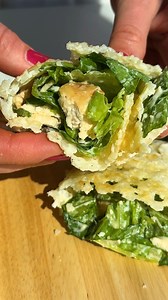 COTTAGE CHEESE CHICKEN CAESAR WRAP – 60g protein! 2-ingredients are all you nee for the wrap, it bakes up golden and crispy, holds together, and the flavor reminds me of a giant Parmesan crouton. Comment “WRAP” for the recipe | Well Plated