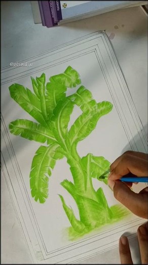 Watercolor banana tree painting work in progress 🖌️🎨#bananatrees #watercolor #watercolorpainting