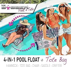 Amazon.com: Human Bobber Float n' Tote Inflatable Water Hammock Pool Floats & Swimming Lounger for Adults, Floaties Rafts, Folds Into Multipurpose Easy to Carry Beach Tote for Trendy Adult & Kids - Palm… : Toys & Games