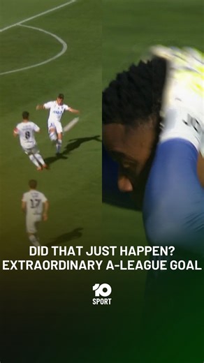 DID THAT JUST HAPPEN? An extraordinary long-range goal in the A-League has been chalked down as an own goal to Wellington’s Josh Oluwayemi, but we’ll always remember it as Jake Girdwood-Reich’s INCREDIBLE first goal for Auckland. What a way to open a 5-0 drubbing in the NZ Derby. Talk about peak A-League… | 10 Sport