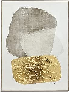 33 ART STUDIO - 30x40 Hand Painted Framed Gray & Gold Abstract Wall Art Canvas - Modern & Stylish Gold Foil Abstract Wall Decor Painting, Modern Painting for Living Room