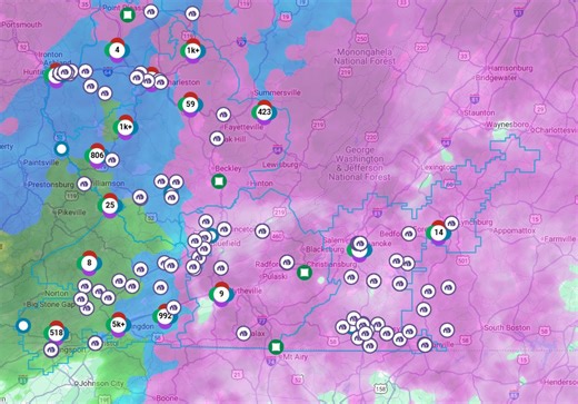 APCO reporting 44,000 homes and businesses without power