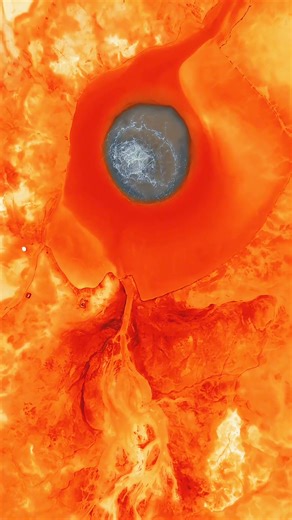 In #Qinghai, Aiken Spring, also known as the “Eye of the Devil”, is a natural wonder. The sulfur-rich water bubbles and boils, creating stunning bands of reddish-brown and golden hues. From above, it resembles an eye, attracting people all around! #chinatravel #nature #wonder (cr: douyin 2245754550) | T-Time HK