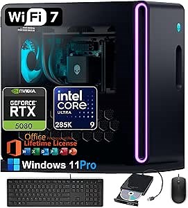 Dell Alienware Aurora Gaming Desktop - Intel Ultra 9 Series 285K • GeForce RTX 5080 16GB GDDR7 • 64GB DDR5 RAM, 4TB SSD, 2TB HDD • Wi-Fi7 • w/MS Office Lifetime, External DVD Drice • Win 11 Pro