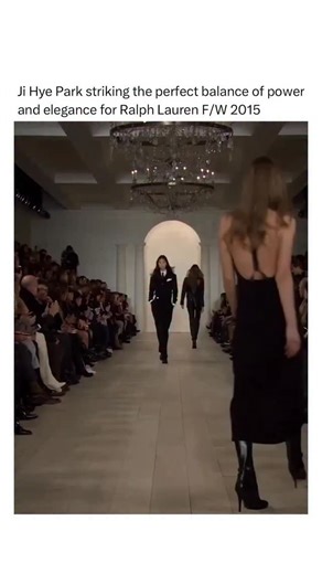 Archived Runway on Instagram: "Ralph Lauren’s Fall/Winter 2015 collection reimagined Western sophistication with a refined lens: long coats, soft knits, tailored suiting, and a palette of warm neutrals that felt both rustic and luxurious. Ji Hye Park personified that mood perfectly in a black suit, her walk bringing quiet power to the runway’s understated glamour. Ralph Lauren described this collection as a “romantic kind of rusticity,” the elegance of the American West distilled into Park’s con