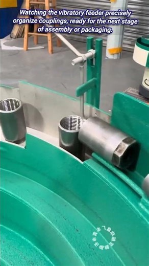 Vibratory Bowl Feeder Aligns Industrial Pipe Fittings Precisely.