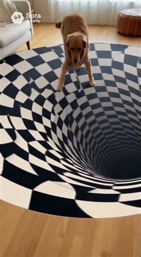 Dog Thinks the Rug Is a Deep Hole! 😂🐶🌀#shorts