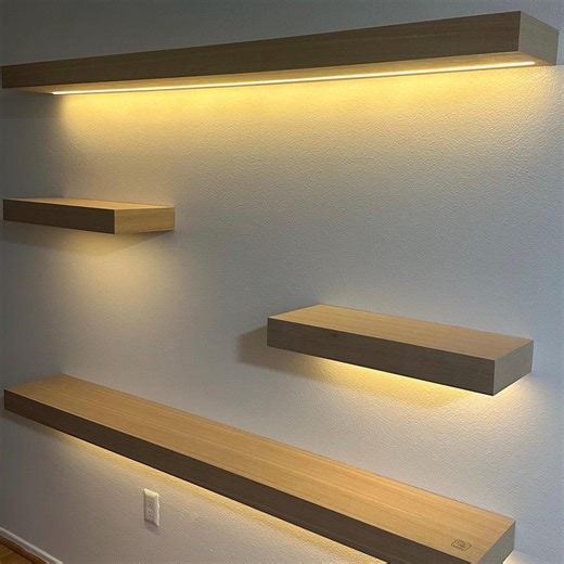 White Oak Floating Shelf – Handmade LED Shelf With Sensor Light – Wall Mounted Solid Wood Veneer - Etsy