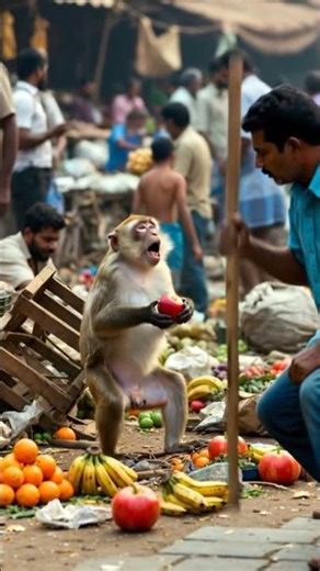 Monkey Eats Apples man catch #monkey #viral #monkey #viral #short