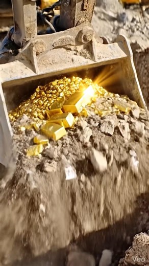 Excavator Digging and Gold Found Underground 😱 | AI Video