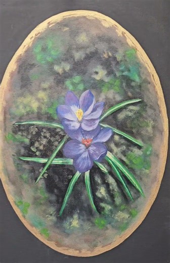 Painting the spring crocus in acrylics#flowers#acrylicscenery#painting#flowerart