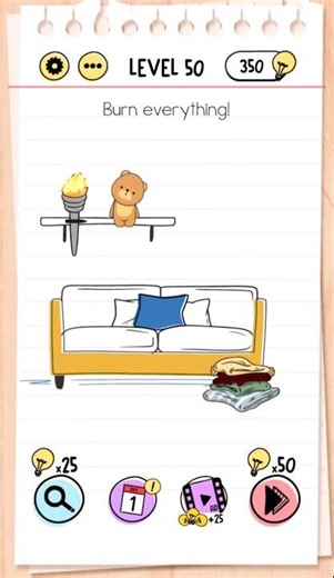 Brain Test Level 50 Walkthrough - Burn everything! 🧠 #Shorts