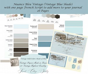 Vintage Blue Color Palette – French Ephemera, Scrapbook Pages (PDF) - Etsy