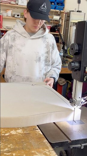 Process of cutting foam to shape #upholstery #diy #shopseries #sewing #craftwork