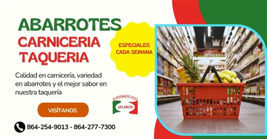 El sabor de nuestra tierra está en Greenville SC 🇲🇽 ​En Supermercado Los Arcos #1 somos más que un mandado; somos tradición. Encuentra los mejores cortes en nuestra carnicería, los abarrotes que extrañas de casa y el sabor auténtico en nuestra taquería. 🌮🥩 ​¡Ven por tu despensa y quédate a comer! 😋Te esperamos con la calidez de siempre. 📍119 E Butler Rd Mauldin SC 29662 ☎️864-254-9013 📍1 White Horse Rd, Ext Greenville SC 29605 ☎️864-277-7300 . #greenville360 #mauldinsc #yeahthatgreenville