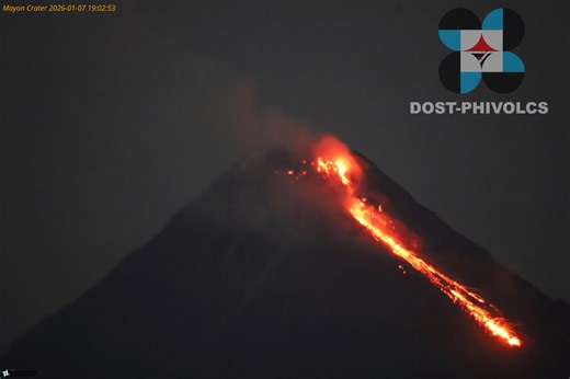 Dome collapse, crater glow seen at Mayon Volcano – PHIVOLCS