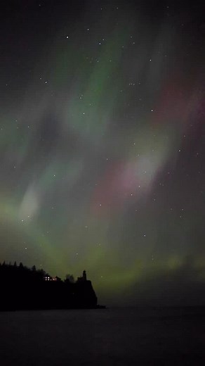 Enjoy this real time video of the Northern Lights at Split Rock Lighthouse! Many videos that you see of the Aurora is actually a timelapse, meaning it’s moving much faster than it actually does. This is because the image quality is typically much better because you can take hundreds of high quality images and put them together into a video. Real time video is harder to do because it’s more difficult to capture any detail with such low light. Also, I would say this video is very close to how it l