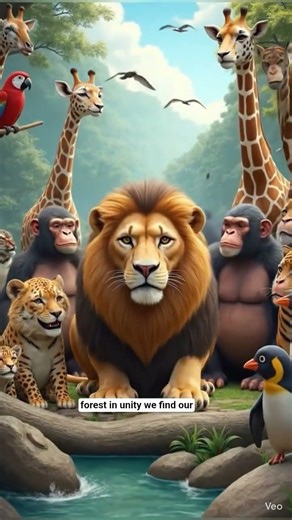 lion meeting jungle 🐯🐒 #viral #cartoon