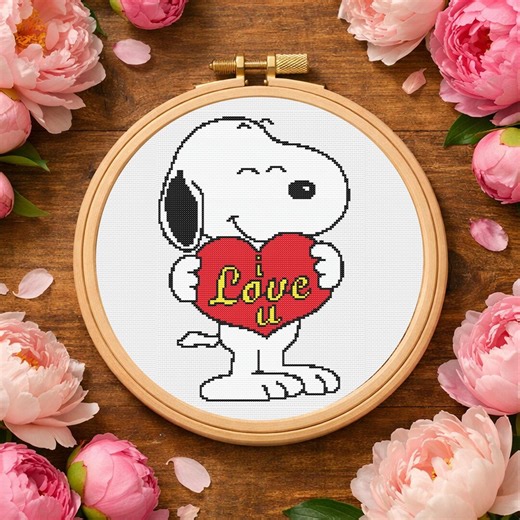 Beagle Dog Cross Stitch Pattern PDF Instant Download Heart I Love You Embroidery Valentine - Etsy