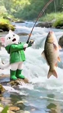 Cat Goes Fishing 🎣 Funny Toon Cartoon Shorts #CatCartoon #Fishing #Shorts