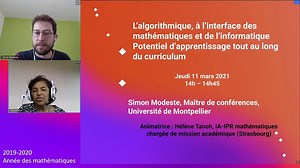 Conférence 3  L’algorithmique, à l’interface des mathématiques et de l’informatique. Potentiel d’app