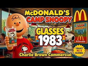McDonald's Camp Snoopy Glasses Commercial (1983). Charlie Brown Retro Classic