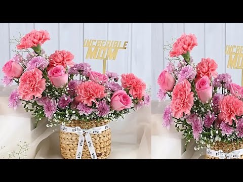 Flower arrangement | Basket Bouquet Making Ideas