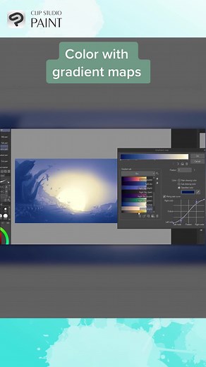 Don't know what colors to use? Use a gradient map to experiment with color palettes! #csptips #clipstudiopaint #digitalpaintingtool #csp #クリスタ #digitalarthack