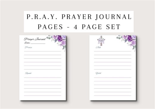 Printable Purple Floral Prayer Journal Pages, P.R.A.Y. Method, Digital Download - Etsy