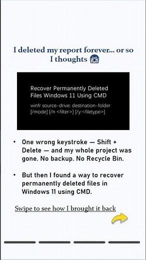 How I Recovered Permanently Deleted Files in Windows 11 Using CMD？#filerecovery #shorts