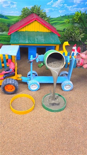 🚜🔥 Real Working Diy Mini Tractor Cement Pillar Making Machine #shorts #youtubeshorts